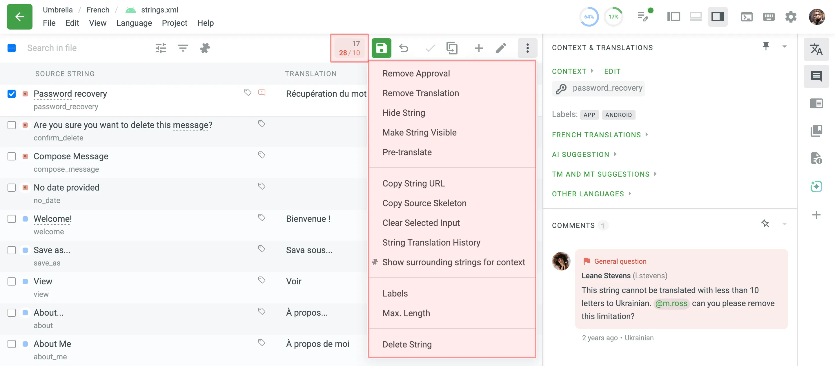 String Menu